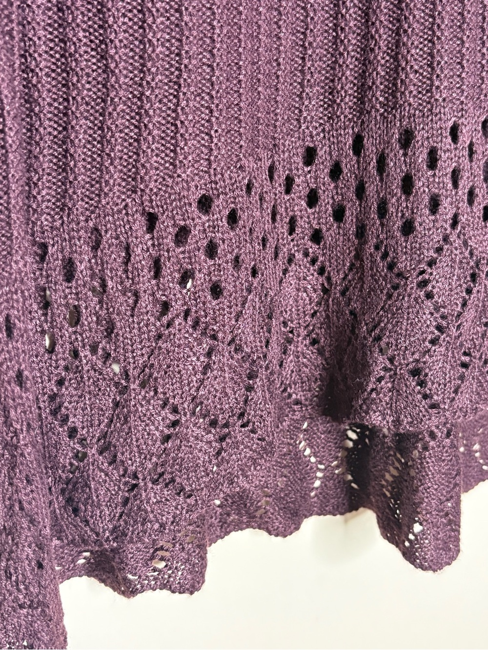 LC Lauren Conrad Plum Crochet-Hem Long Sleeve Knit Dress - Picture 2 of 9